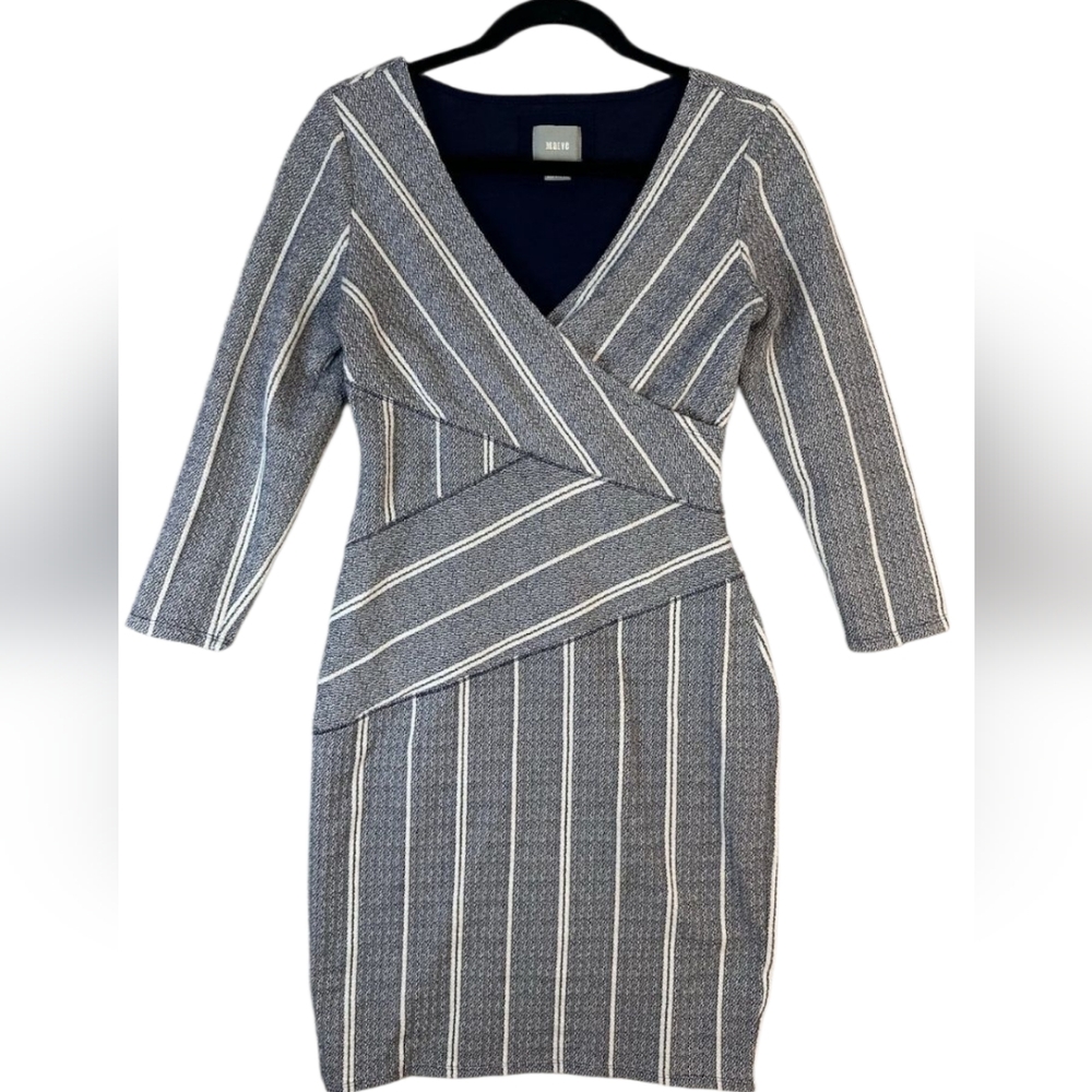 Anthropologie Maeve Amelia Column Stripe Faux Wrap Dress Sz.S - Picture 3 of 7